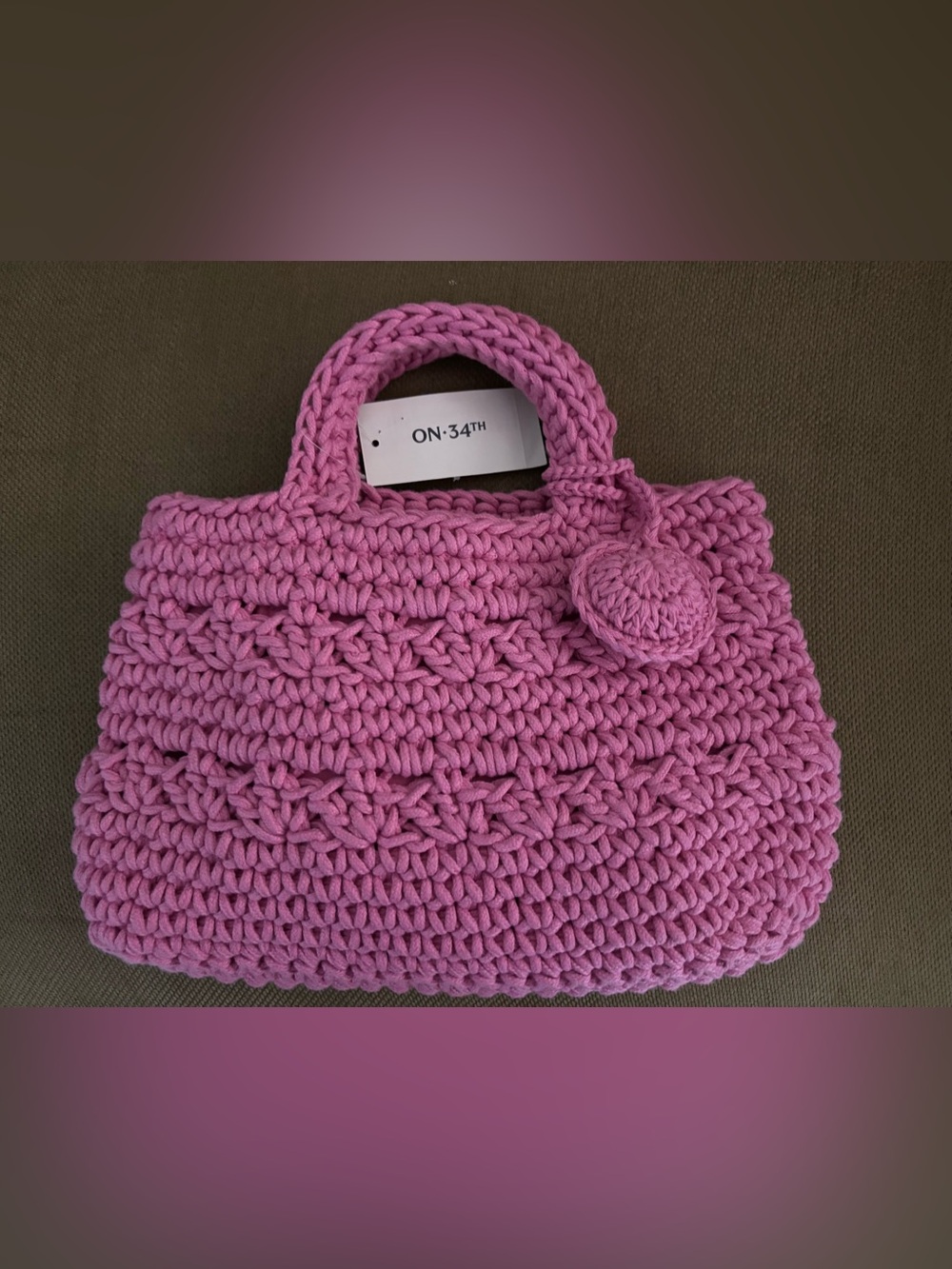 Macy's On 34th Handmade Crochet Pink Tote Bag
